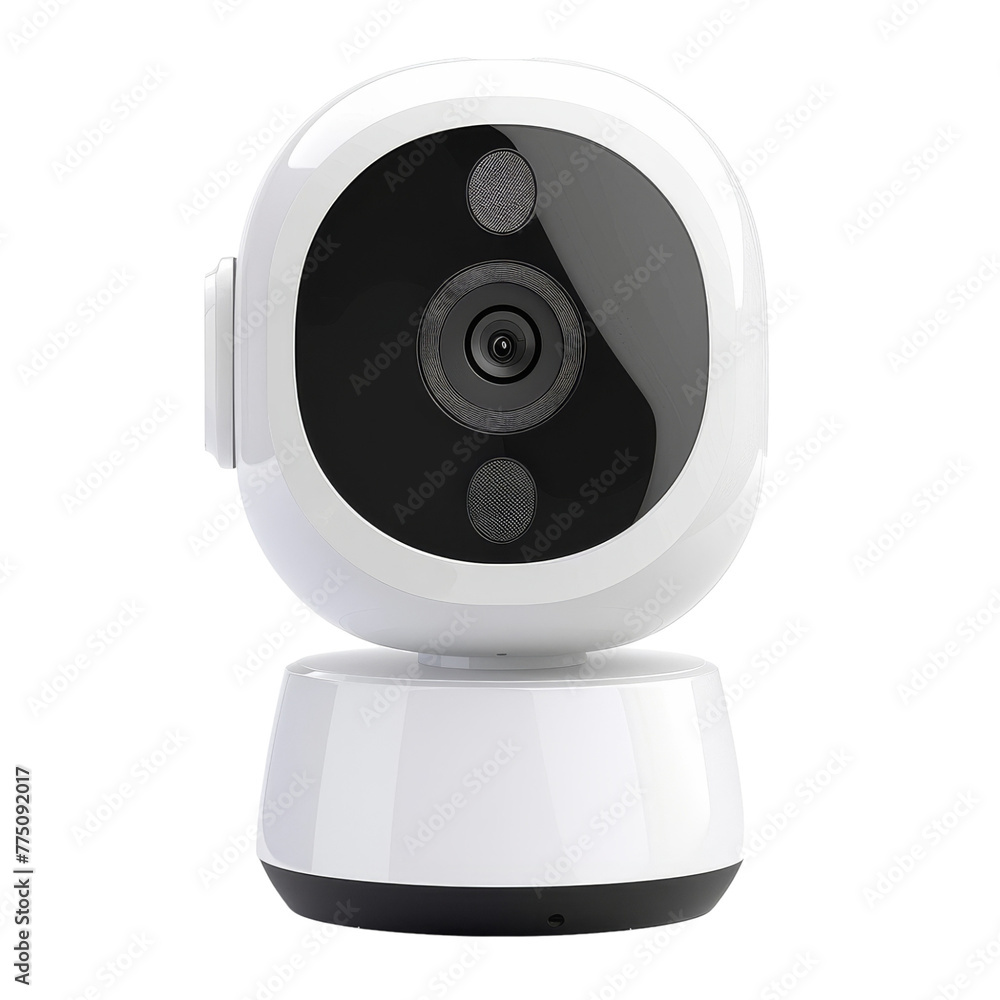 Compact indoor security camera, elegant for home use, white isolation