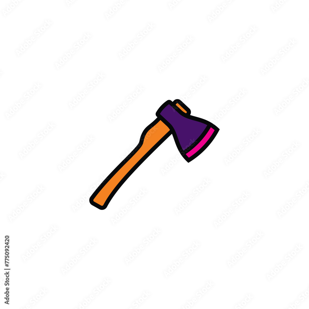 Original vector illustration. The contour icon of a hiking hatchet. Original vector illustration. The contour icon of a hiking hatchet.