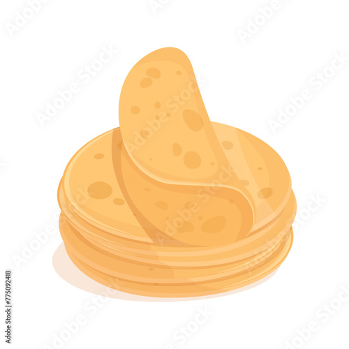 Arrangement of a stack of empty round tacos