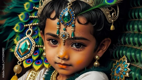 Little lord Krishna. AI Generated photo