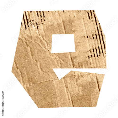 Letter E cut out of cardboard