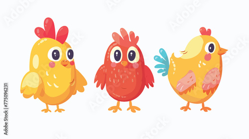 Cute cartoon chicken. Vector illustration flat vector