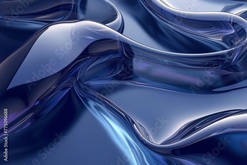 Abstract Blue Background With Wavy Lines