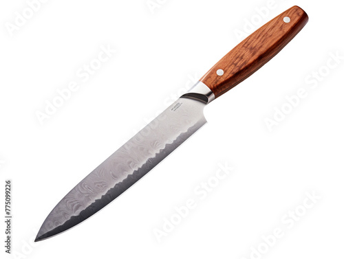 Closeup of kitchen knife isolated on transparent background, PNG available