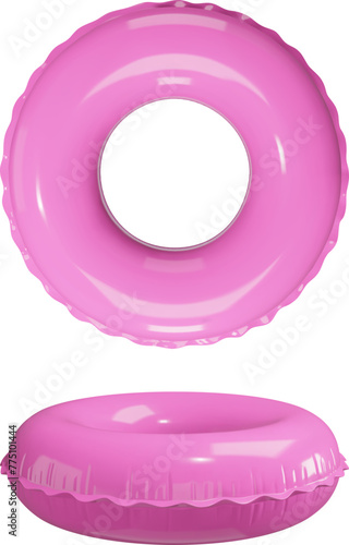 pink swimming ring. isolated 3d inflatable ring top and side view realistic illustration