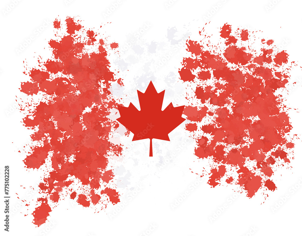 canadian flag with paint splashes