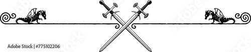 Elegant Header Footer - Crossed Swords and Dragons