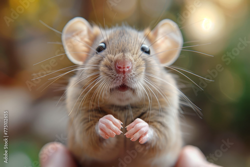 A playful therapy rat engaging in interactive games with its handler, demonstrating intelligence and socialization skills. Concept of cognitive stimulation and companionship. Generative Ai.
