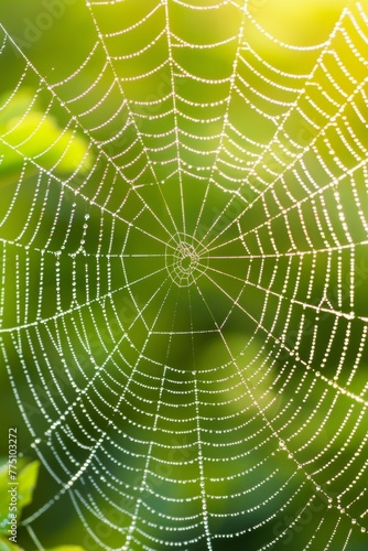 Spiderweb texture, delicate silk threads, shimmering with dew