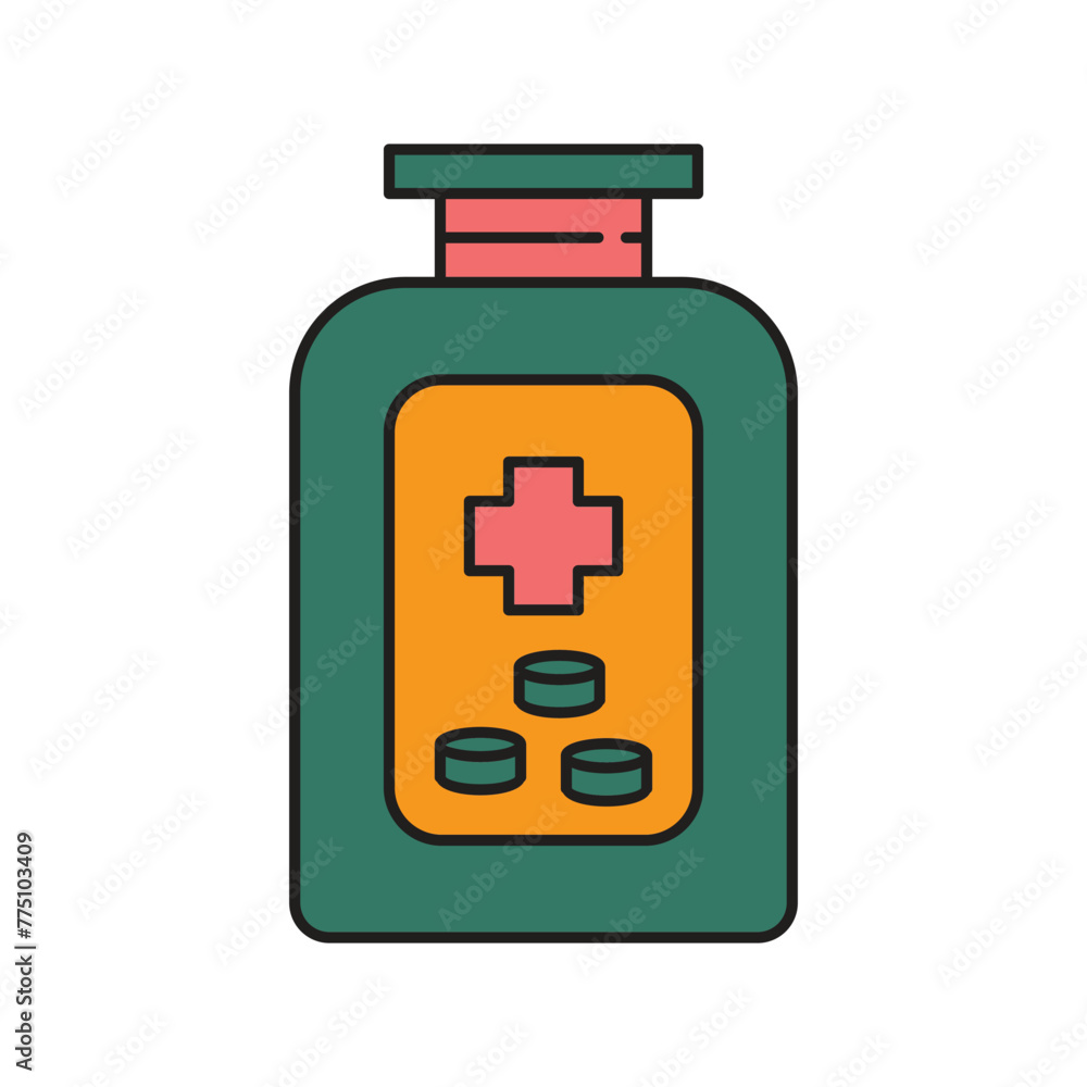 Medicine Icon Design. with a simple line and color illustration design Medicine Icon Design. with a simple line and color illustration design