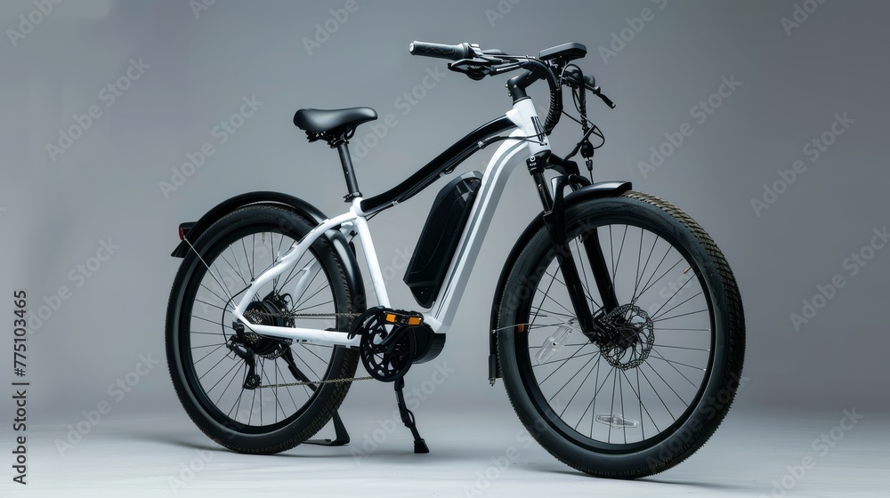 White electric bicycle on a gray background