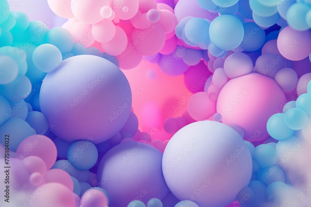 Multicolored spheres with a dreamy vibe in a soft focus for backgrounds and design.