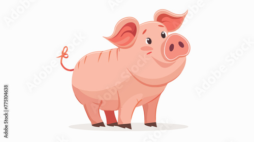 Funny pig flat vector isolated on white background