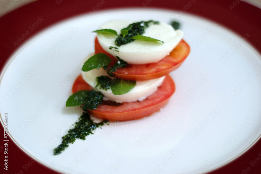 caprese salad with tomato and mozzarella