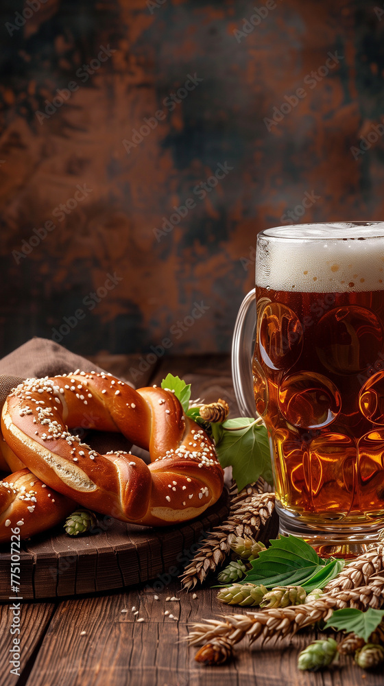 Oktoberfest themed arrangement, on a rural background, created with generative AI technology Oktoberfest themed arrangement, on a rural background, created with generative AI technology