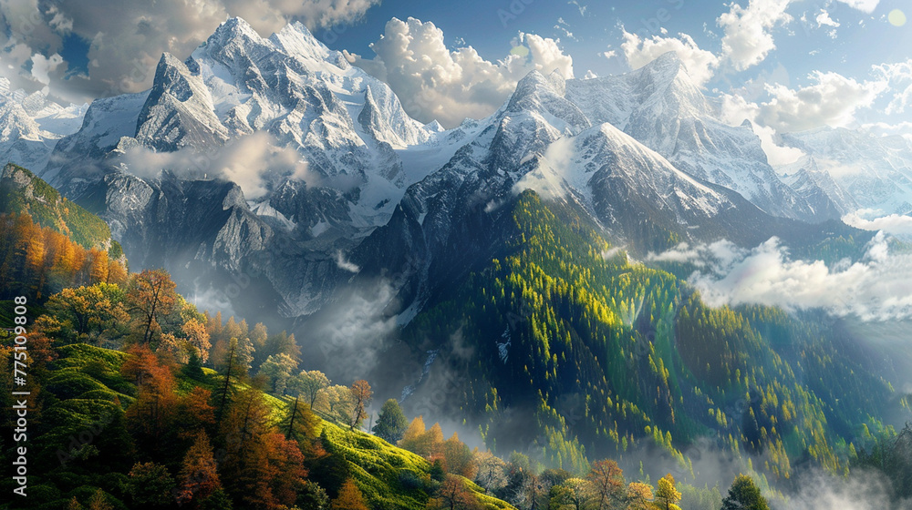 Obraz premium Panorama of winter mountains