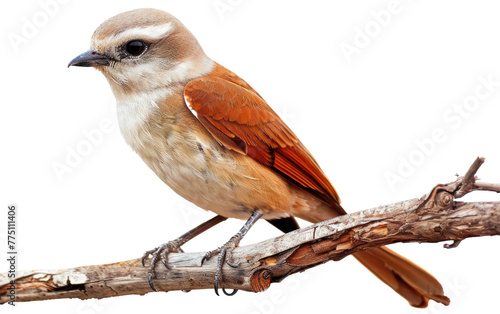 Perched: Shrike Rests on Wooden Branch isolated on transparent Background photo
