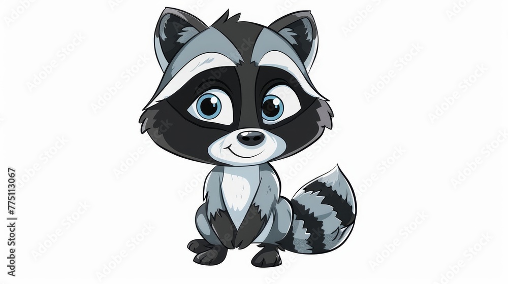   A surprised raccoon, eyes wide open, sits on the ground in a cartoon