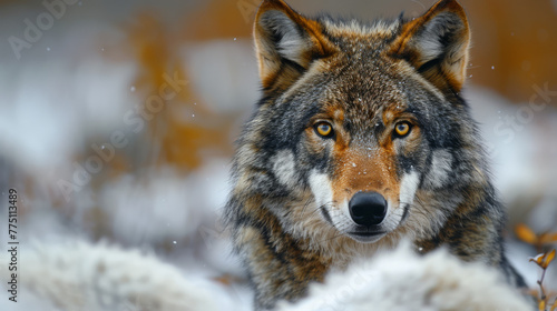 Grey Wolf (Canis lupus) Portrait. © Evgeniia