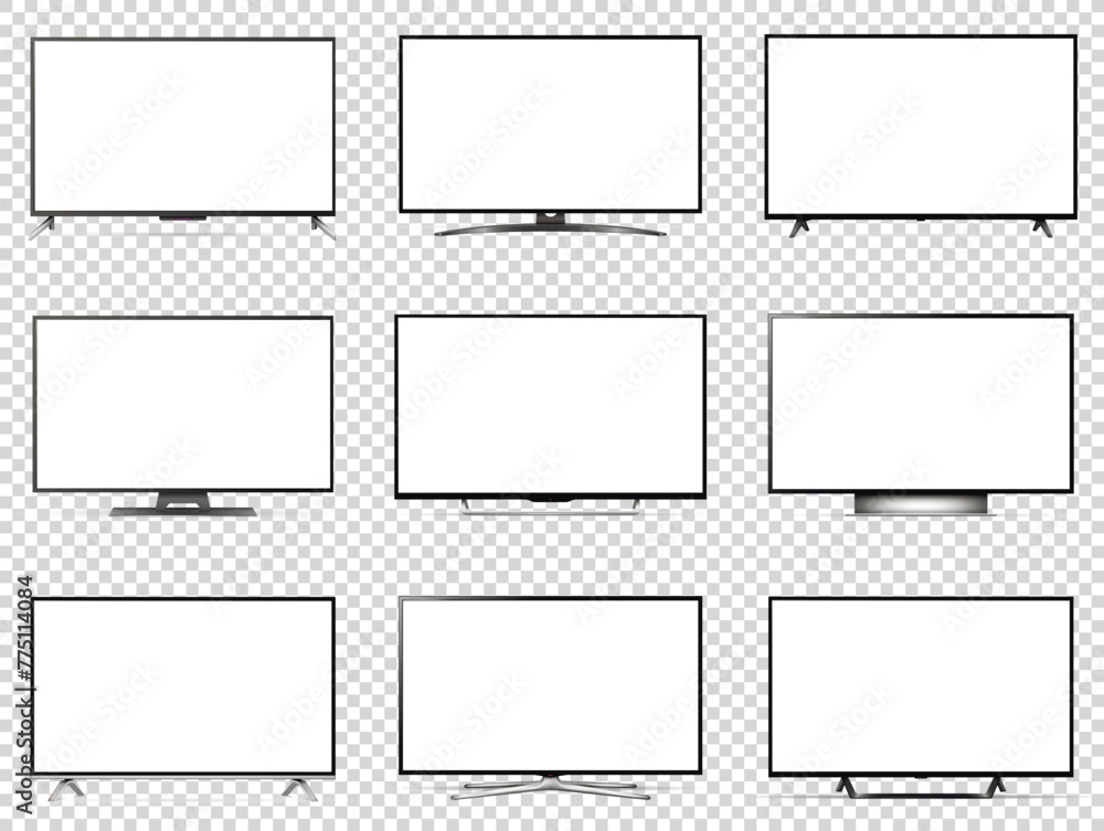 Realistic tv set with blank screen isolated on transparent background ...