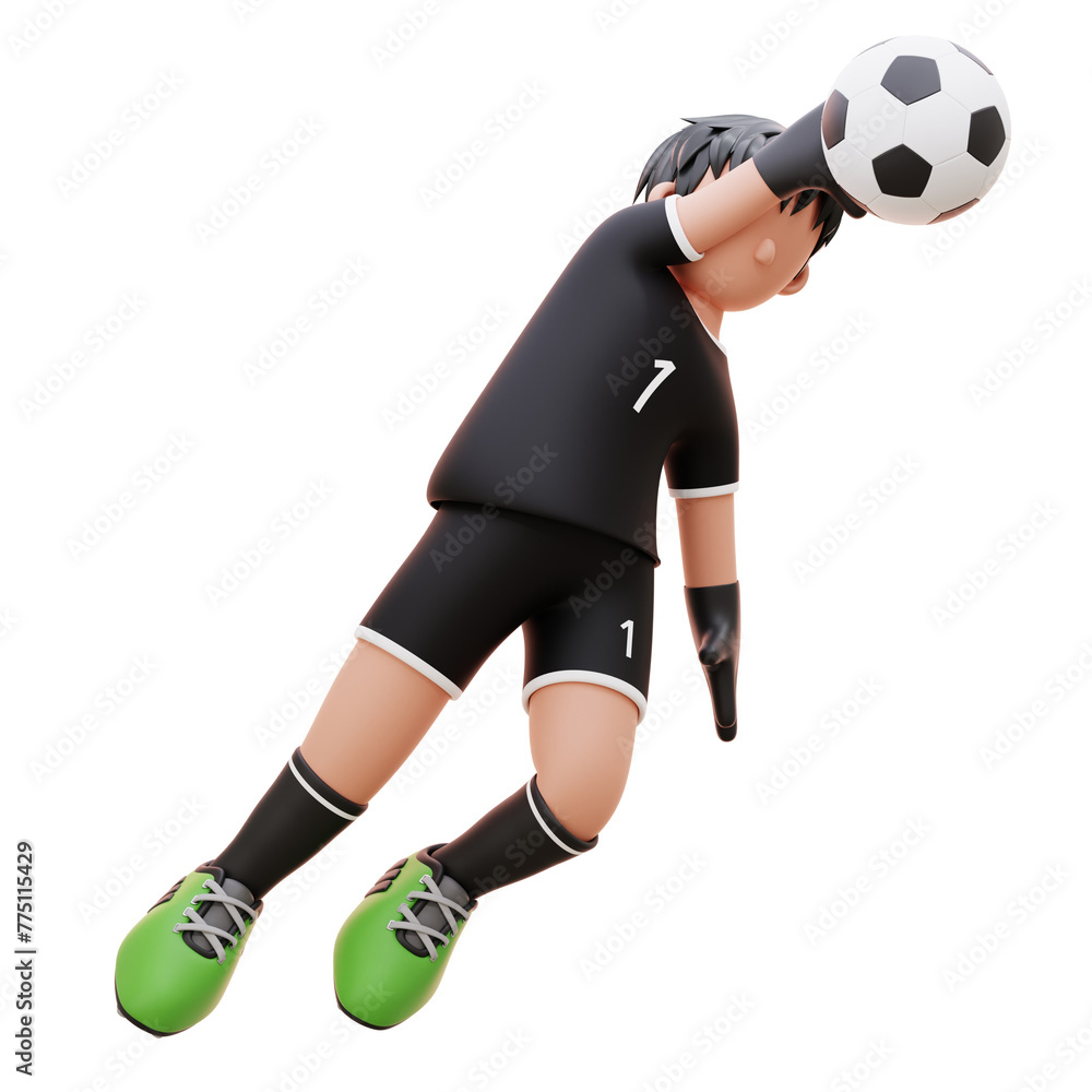 the goalkeeper swatted the ball away 3d character