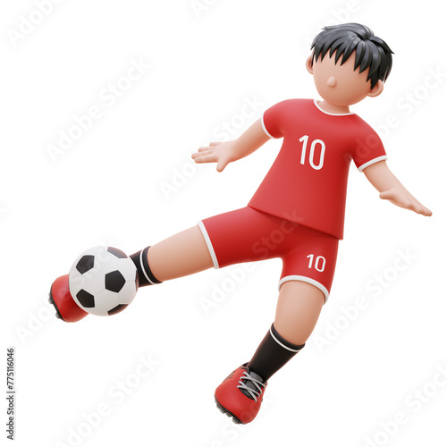 player kicks the ball 3d character
