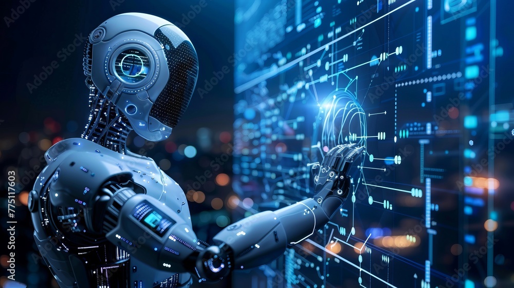 Illustration artificial intelligence and machine learning concept. Modern technology. Technologies of the future Illustration artificial intelligence and machine learning concept. Modern technology. Technologies of the future