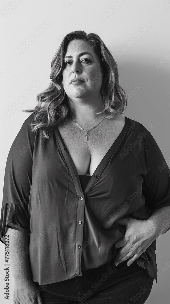 beautiful female model plus size on a simple isolated background beautiful female model plus size on a simple isolated background
