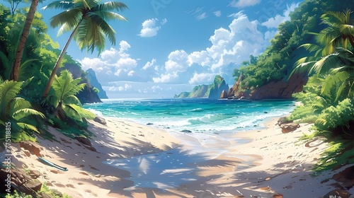 Tropical Paradise A Minimalist Portrayal of Postcard Perfection