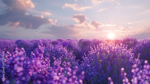 A field of lavender swaying in the breeze photo