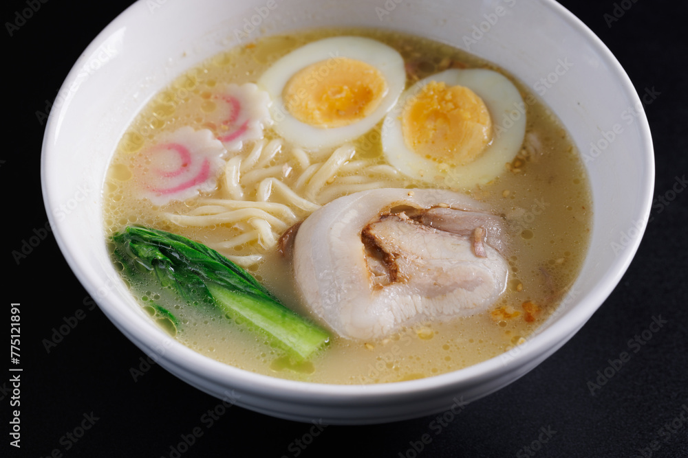 Ramen Japanese noodle isolated in black background Ramen Japanese noodle isolated in black background