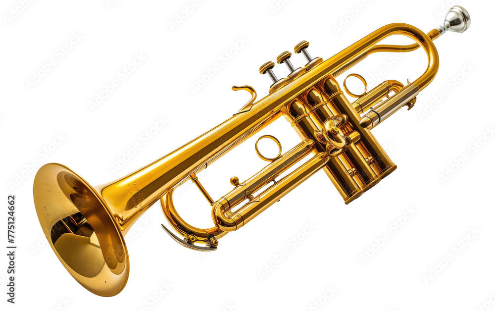Obraz premium Trumpeting Excellence: Unveiling the Instrument's Brilliance isolated on transparent Background