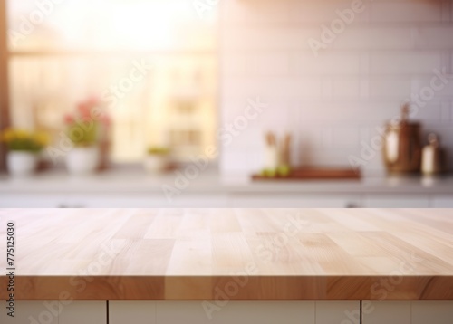 kitchen background. empty table, space for your product.