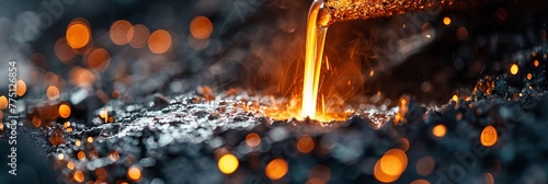 A macro shot of molten metal being poured into a mold, illustrating the foundational step in metal casting photo
