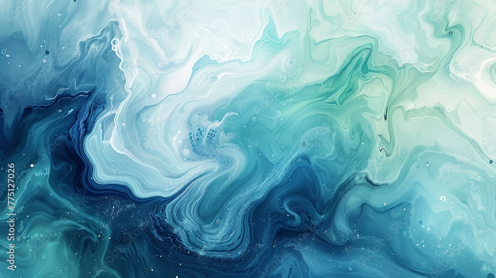 A fluid watercolor background with swirls of teal and violet, 3d comercial shot illustrate