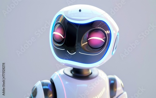 Adorable 3D robot teacher, using its friendly digital face to engage children in interactive learning activities photo