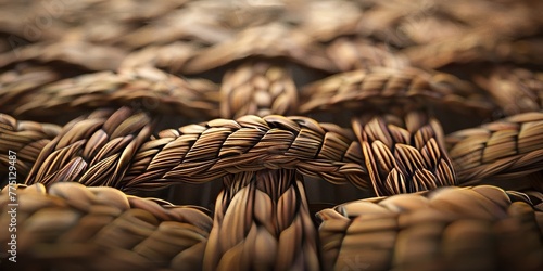 Close-up of a 3D woven basket texture, perfect for a clean and organic background in eco-friendly product ads photo
