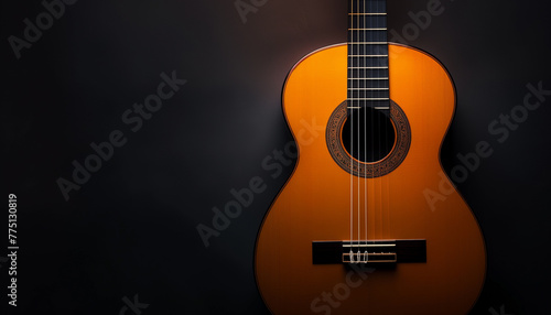Guitar against the background of a dark wall 