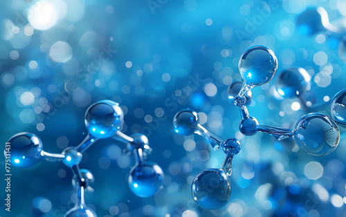 blue molecules and chrome spheres 