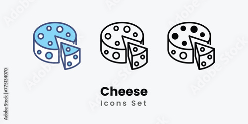 Cheese icon thin line and glyph vector icon stock illustration 