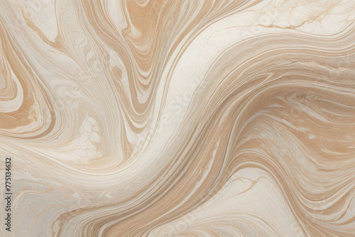 Abstract art piece featuring pastel light brown marble texture, intricate patterns of delicate veining swooping across, creating a serene yet complex visual flow, natural aesthetic