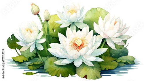 white lotus flower isolated on white