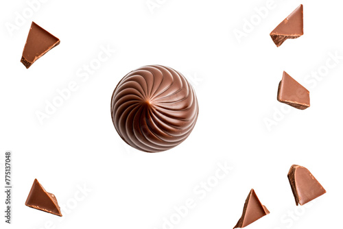 A single pic chocolate on white background top view © Priyanka