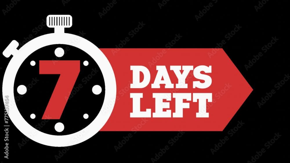 7 Days Left. 7 days to go Countdown Timer. Alpha channel PNG codec ...