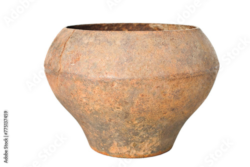 Photography An old Russian cast-iron pot on a white background.