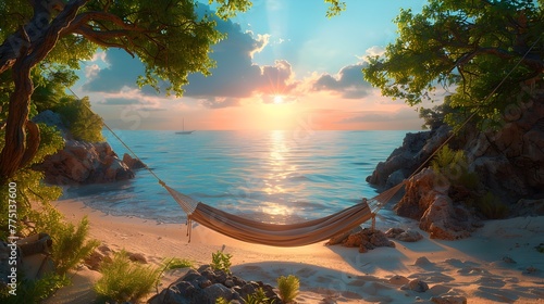 Summer Serenity Surrendering to the Relaxing Embrace of a Hammock Nap by the Sea