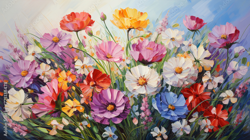 Delicate flower oil painting in full bloom Delicate flower oil painting in full bloom
