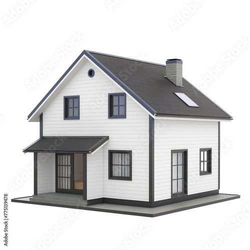 3d modern house Isolated on transparent background © Sufyan