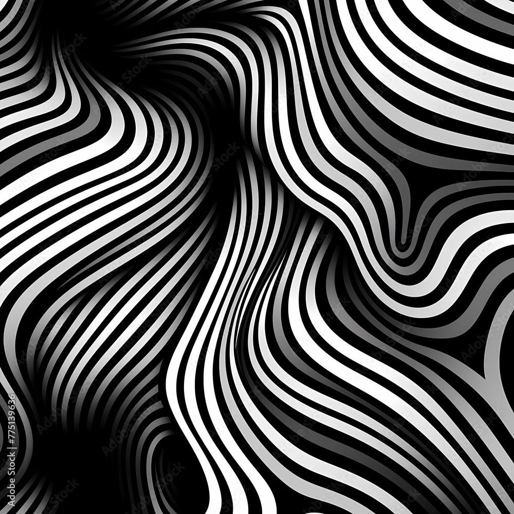Black and white bold stripes pattern, illusory motion - obrazy, fototapety, plakaty 