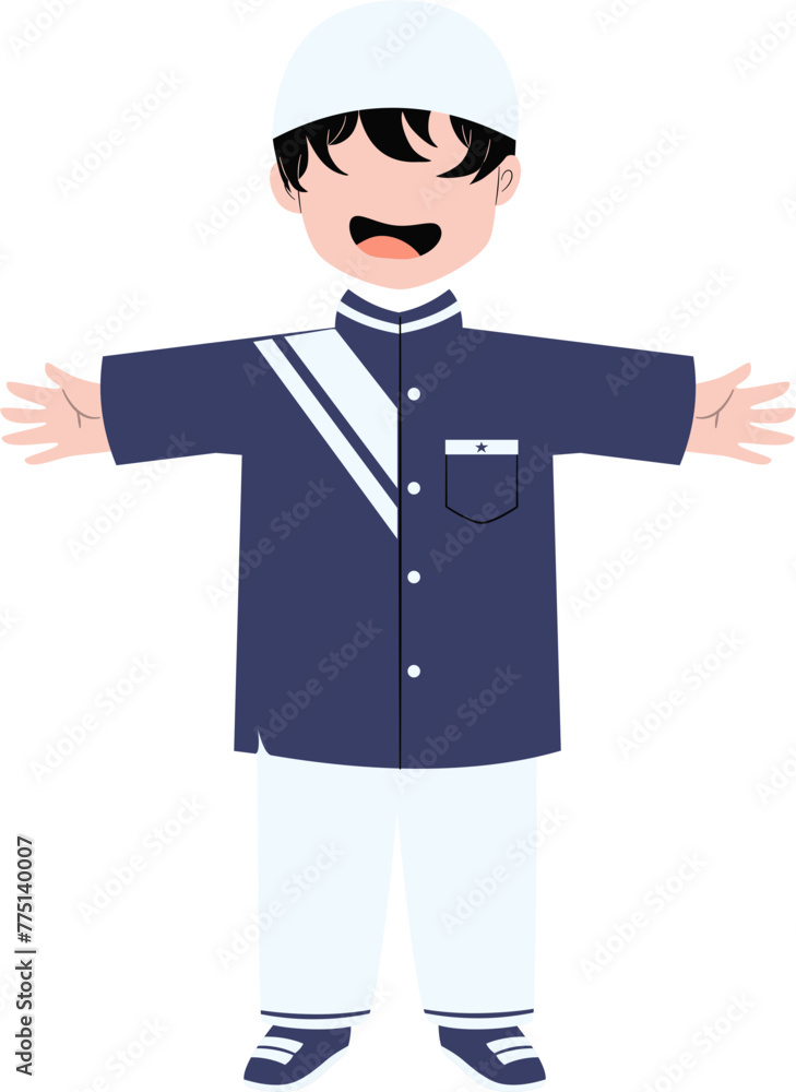 Muslim kid character. Back to school character. Muslim kid character. Back to school character.